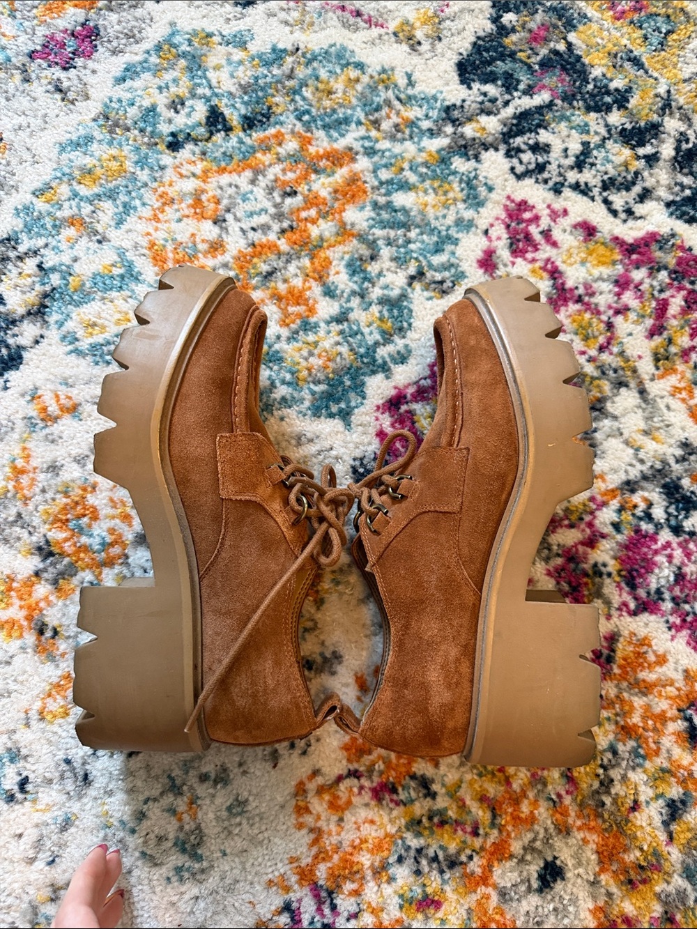 Sam Edelman monna Suede Lace-Up Shoes - Brown - Picture 5 of 6
